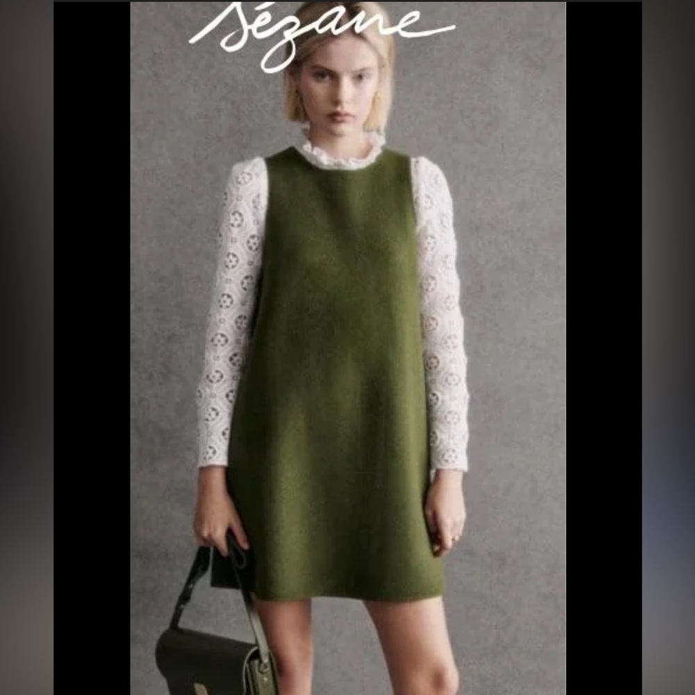 Sezane Olive Green Midi Dress